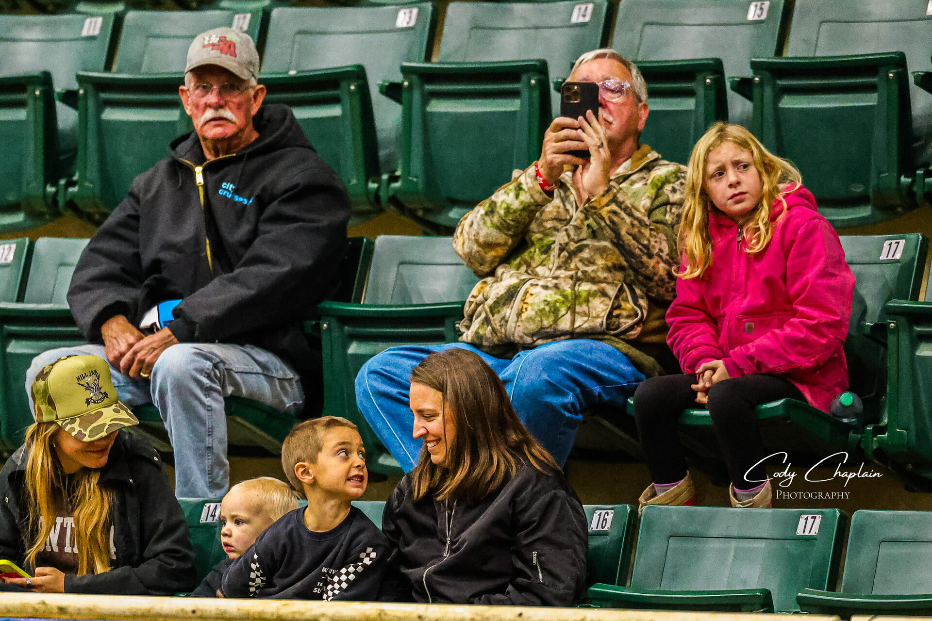 Families watching from the grandstands