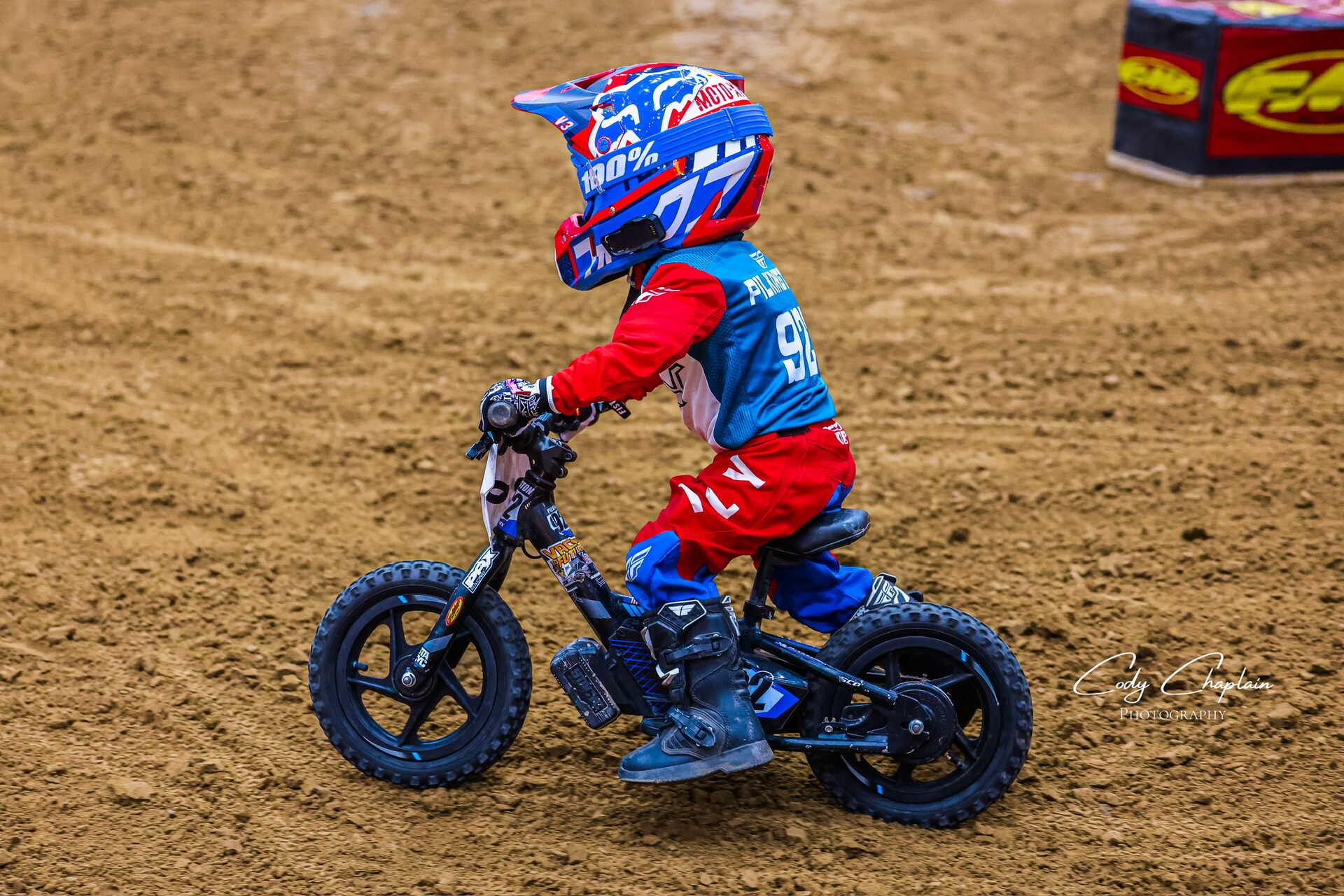 Tiny rider on an electric balance bike