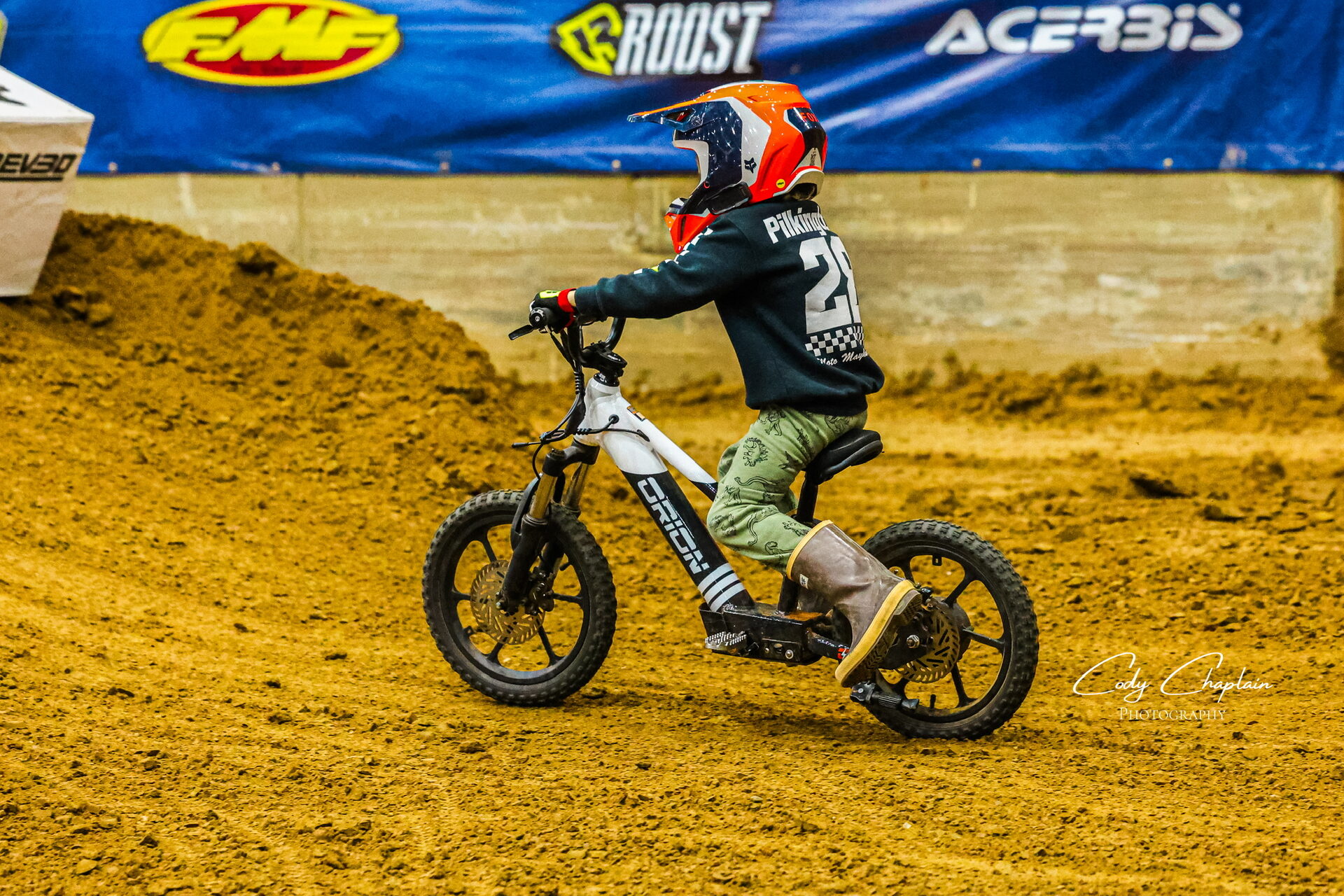 Young rider on an electric moto bike